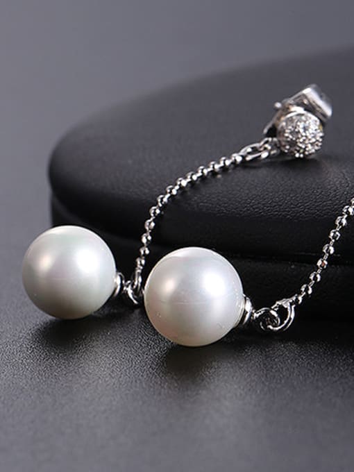 XP Copper Alloy White Gold Plated Fashion Pearl Zircon Drop stud Earring 1