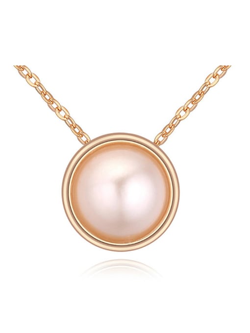 QIANZI Simple White Imitation Pearl Gold Plated Alloy Necklace 0