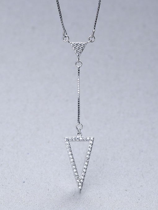One Silver Double Triangle Necklace 3