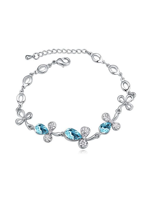 light blue Fashion austrian Crystals Flowers Alloy Bracelet
