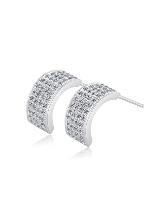 kwan Geometric Micro Pave Zircons Stud Earrings 0