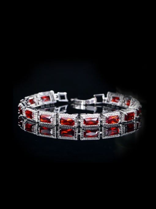 Red Fashion Rectangle Color Zircons Bracelet