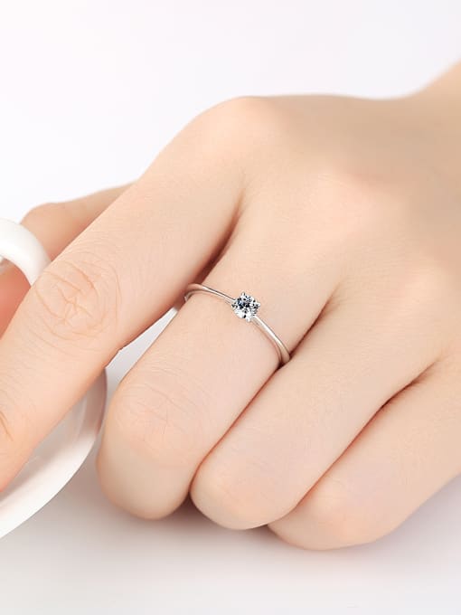 CCUI Pure Silver Engagement 4mm Hearts and arrows zircon ring 1