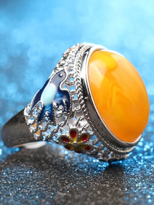 Gujin Personalized Yellow Resin stone Enamel Alloy Ring 3