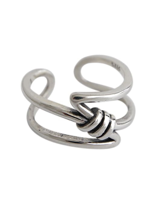 DAKA 925 Sterling Silver With Antique Silver Plated Simplistic free size Rings