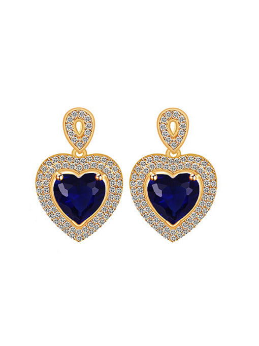 XP 2018 Copper Alloy 18K Gold Plated Fashion Heart-shaped Zircon stud Earring 0