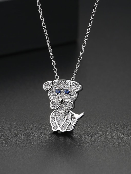 BLING SU Copper With 3A cubic zirconia Cute dog Necklaces 2
