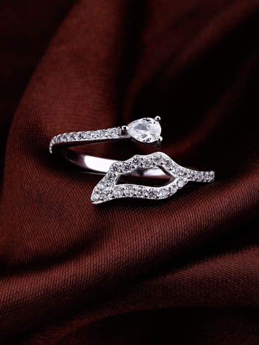OUXI Simple Zircon Silver Opening Ring 1
