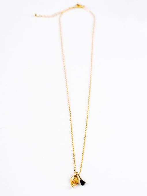 golden Women Creative Leaf Shaped Tassel Necklace