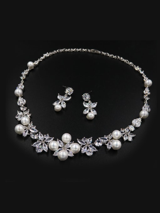 Cong Love Three Pieces Jewelry Artificial Pearls Zircons Hair Accessories 1