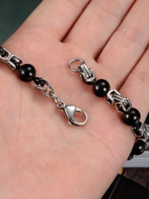 Open Sky Personalized Black Beads Titanium Bracelet 2