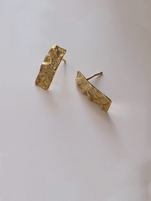 Boomer Cat 925 Sterling Silver With Gold Plated Simplistic Square Stud Earrings 3