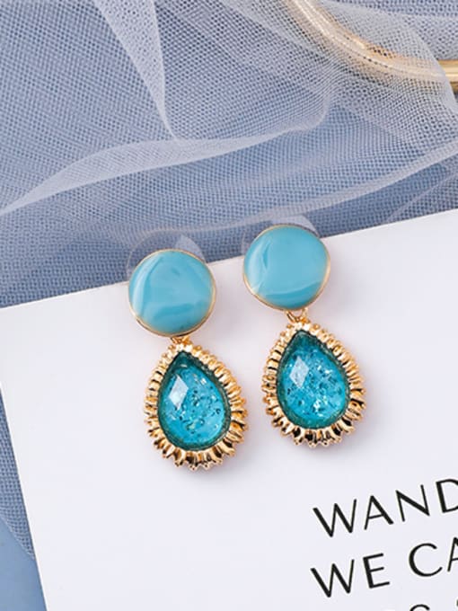 D blue Alloy With Rose Gold Plated Fashion Water Drop Drop Earrings