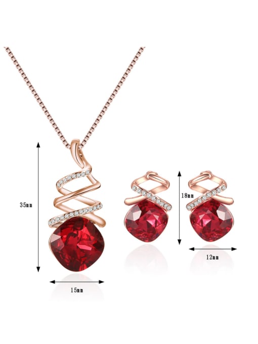 BESTIE Alloy Rose Gold Plated Fashion Artificial Stones Two Pieces Jewelry Set 3