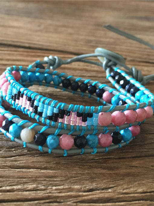 handmade Double Layer Colorful Leather Rope Bracelet 3