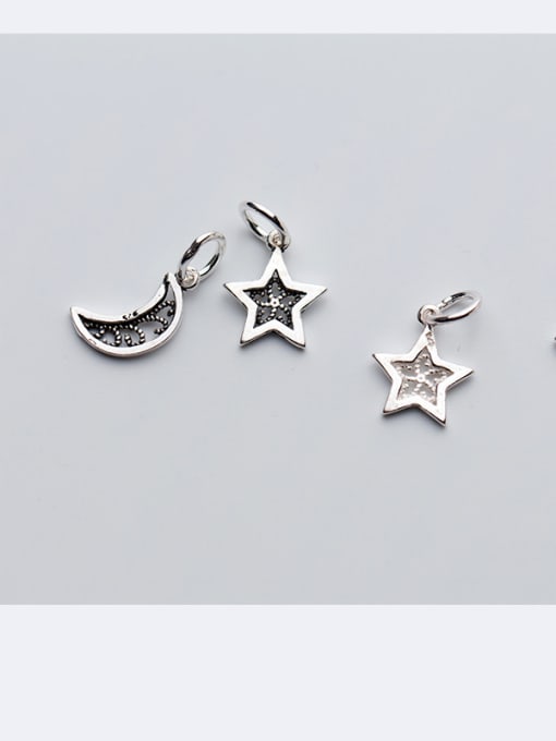 FAN 925 Sterling Silver With Antique Silver Plated Trendy Moon star Charms 1