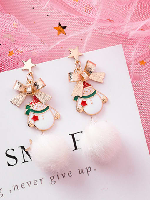 B snowman Alloy With Rose Gold Plated Cute Irregular  Christmas Ornament Drop Earrings