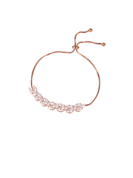 Rose Gold Copper With Cubic Zirconia  Simplistic Water Drop Adjustable Bracelets