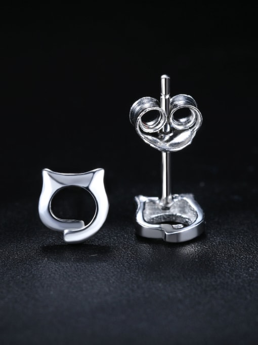 ZK Tiny Hollow Kitten 925 Sterling Silver Stud Earrings 1