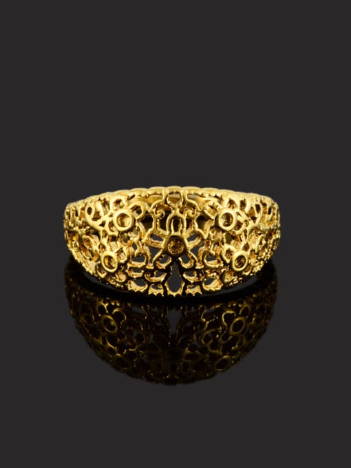 Yi Heng Da Exquisite 24K Gold Plated Hollow Flower Shaped Copper Ring 1