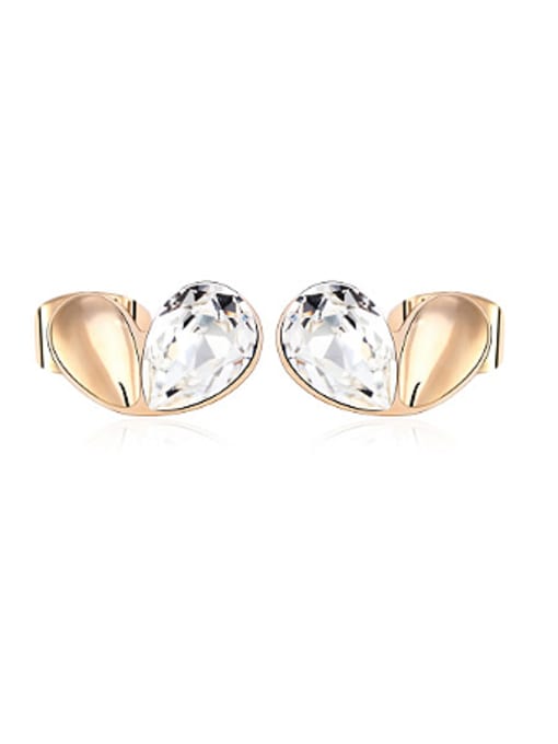 white Tiny Heart-shaped Austria Crystal Stud Earrings