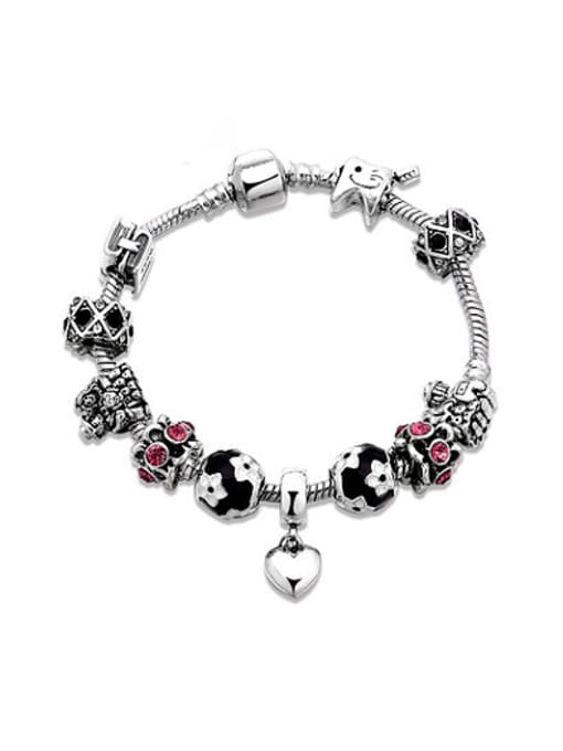 Ronaldo Charming Heart Shaped Rhinestone Beaded Bracelet 0