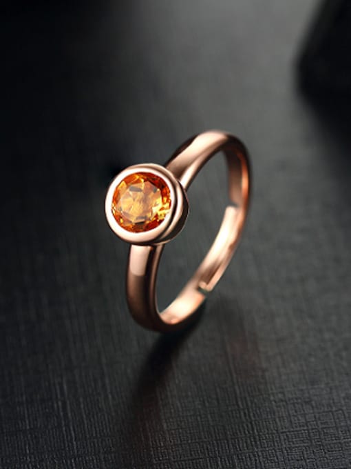 Deli Rose Gold Plated Round Gemstone Ring 0