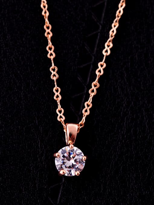 Rose Gold Shining Crystal Short Necklace