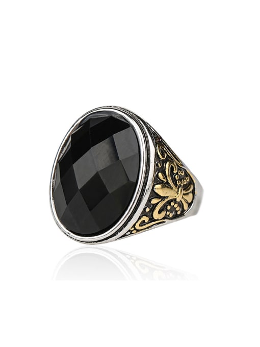 Gujin Retro Oval Resin stone Double Color Plated Alloy Ring 3