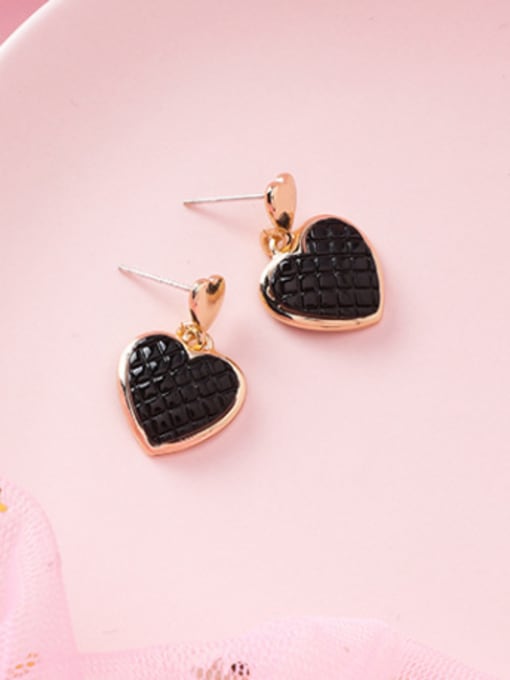 B black Alloy With Rose Gold Plated Cute Heart Drop Earrings