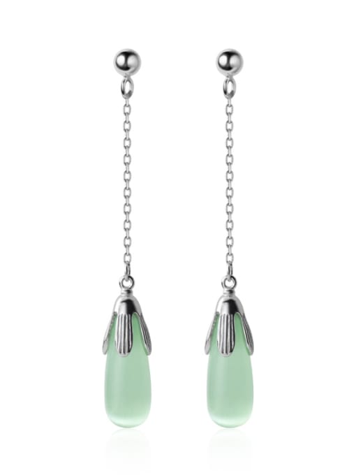 Rosh 925 Sterling Silver With Platinum Plated Simplistic Water Drop Drop Earrings