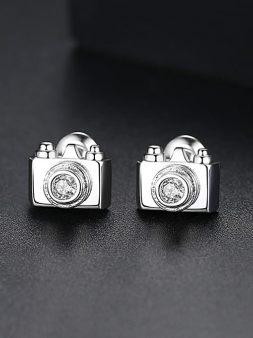 Platinum-T02C22 Copper With 18k Gold Plated Personality camera Stud Earrings