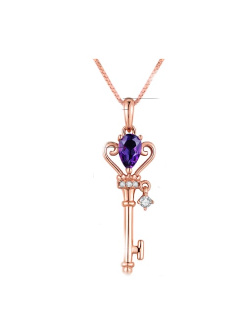 ZK Crown Key-shape Noble Rose Gold Plated Pendant 0