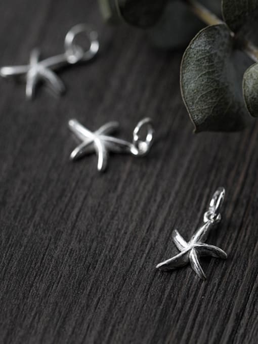 FAN 925 Sterling Silver With Silver Plated Simplistic starfish Charms 1