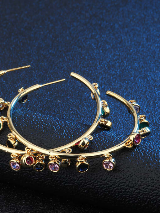 ROSS Copper With  Cubic Zirconia Trendy Round Hoop Earrings 2