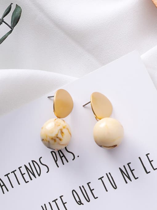 A Beige Alloy With 18k Gold Plated Trendy Round Stud Earrings