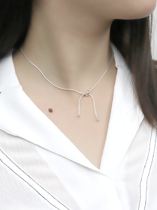 DAKA Fashion Personalized Little Adjustable Knot Silver Necklace 1
