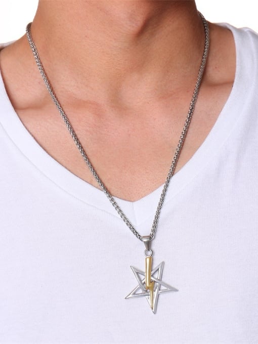 CONG Stainless Steel With Two-color plating  Simplistic Star Lightning Necklaces 1