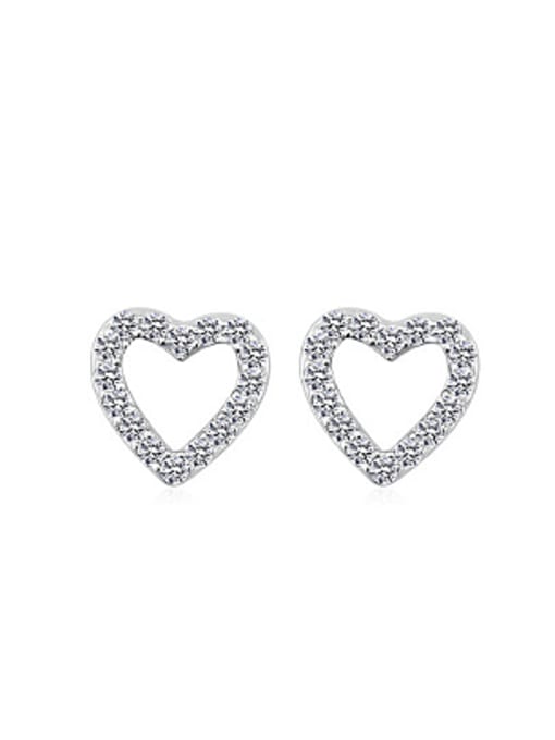 OUXI Hollow Heart shaped Zircon Stud Earrings 0