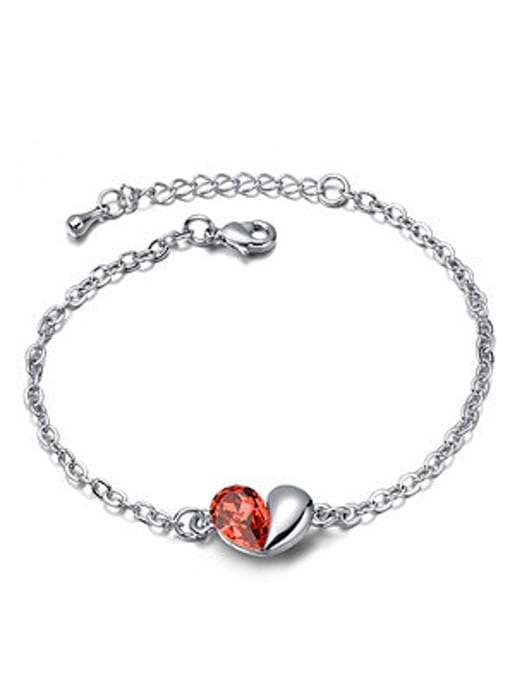QIANZI Simple austrian Crystal Heart Alloy Bracelet 0