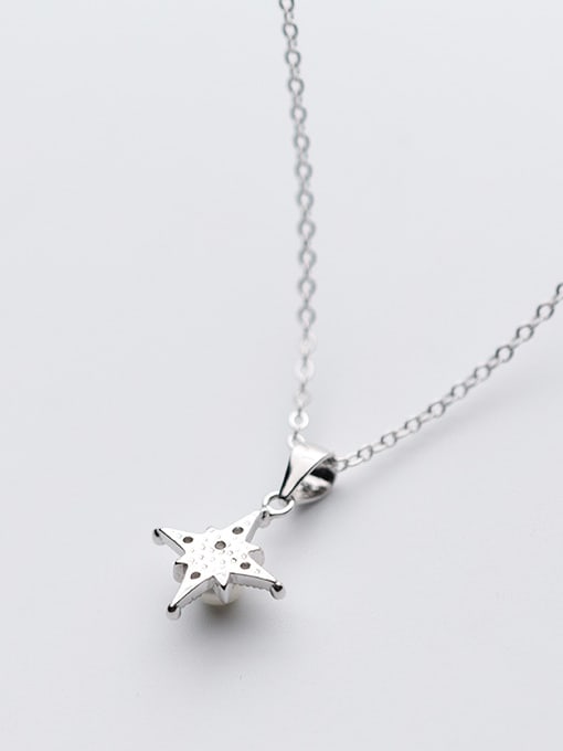 Rosh Temperament Star Shaped Artificial Pearl S925 Silver Necklace 1