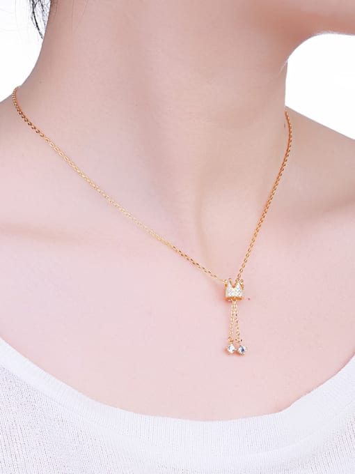 One Silver Gold Plated Crown Necklace 1