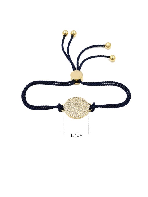 18K Gold-Blue Rope Copper With  Cubic Zirconia  Simplistic Round adjustable Bracelets