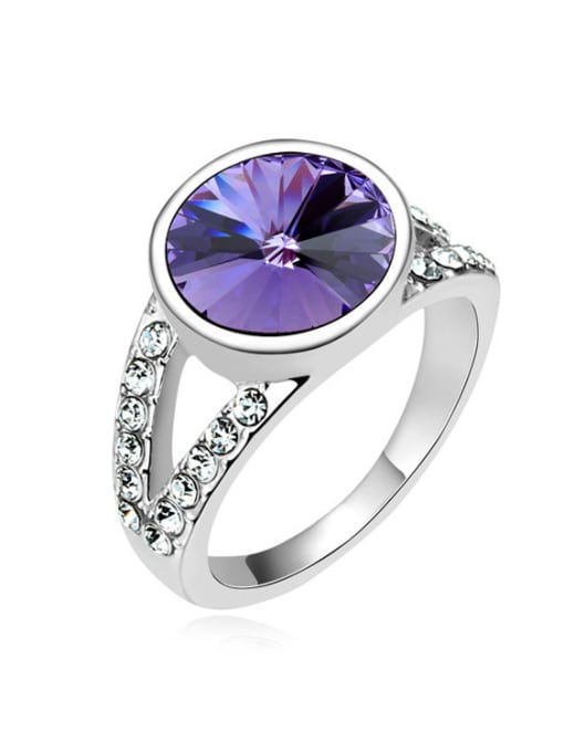 purple Simple Cubic austrian Crystal Platinum Plated Alloy Ring