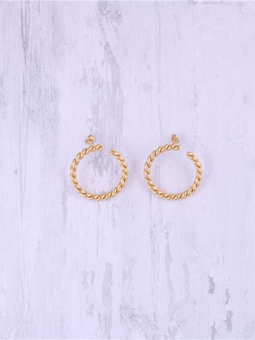 GROSE Titanium With Gold Plated Simplistic Twist Round Hoop Earrings 1