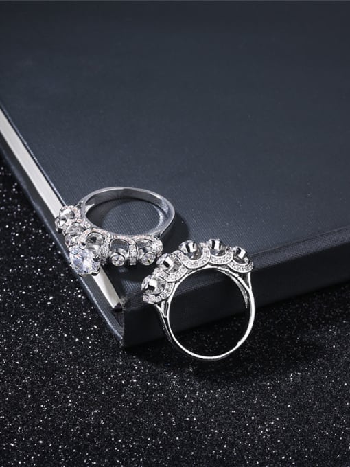 Platinum Fashion Letter U Shaped Glass Bead Ring Set