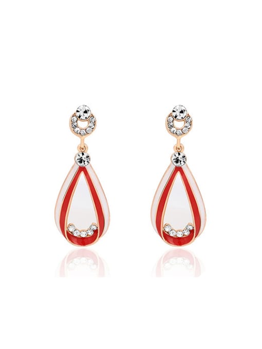 Red 925 Silver Water Drop Enamel Stud Earrings