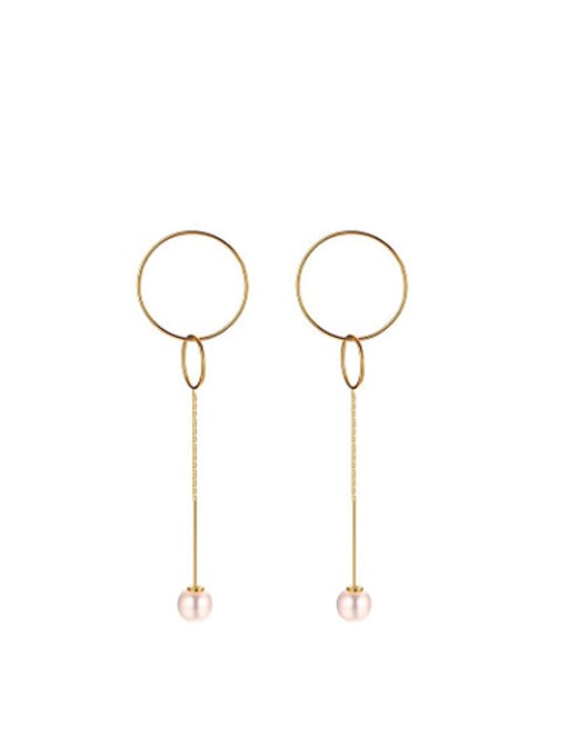 CONG Temperament Round Shaped Artificial Pearl Drop Earrings 0