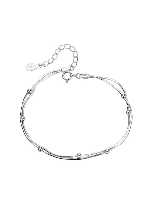 CEIDAI Simple Tiny Beads Double Layer 925 Silver Bracelet 0