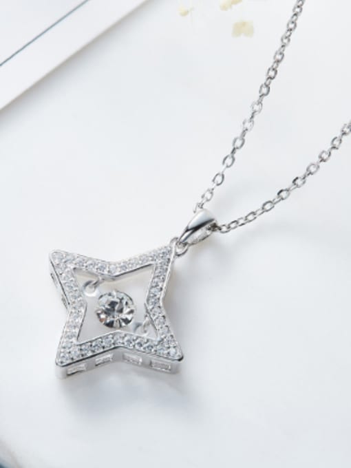 CEIDAI Simple Four-pointed Star Cubic Zircon Necklace 2